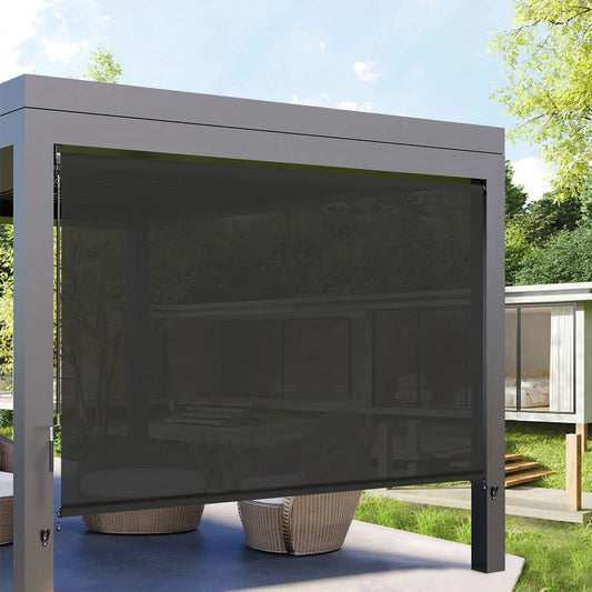 Outdoor Roller Blind - Cordless Blackout Shade for Patio, Balcony & Pergola