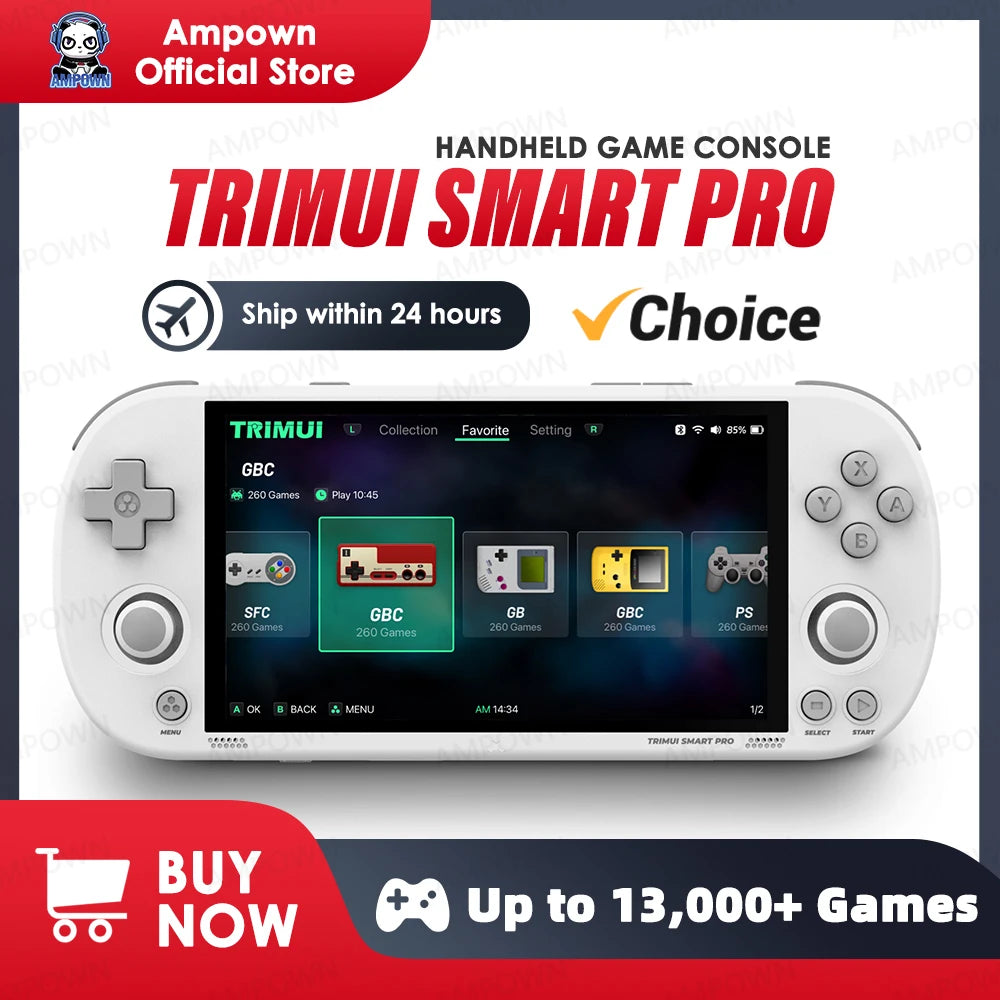 Trimui Smart Pro Handheld Game Console – 4.96'' IPS Screen, Linux System, Joystick, RGB Lighting, Retro Video Game Player