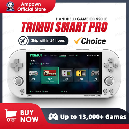 Trimui Smart Pro Handheld Game Console – 4.96'' IPS Screen, Linux System, Joystick, RGB Lighting, Retro Video Game Player