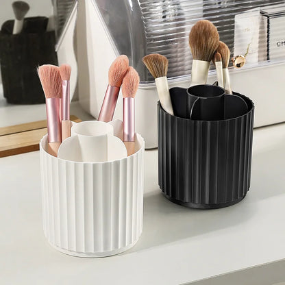 360° Rotating Makeup Brush Holder with Lid – Organizer for Vanity, Desktop, Countertop & Dresser Table