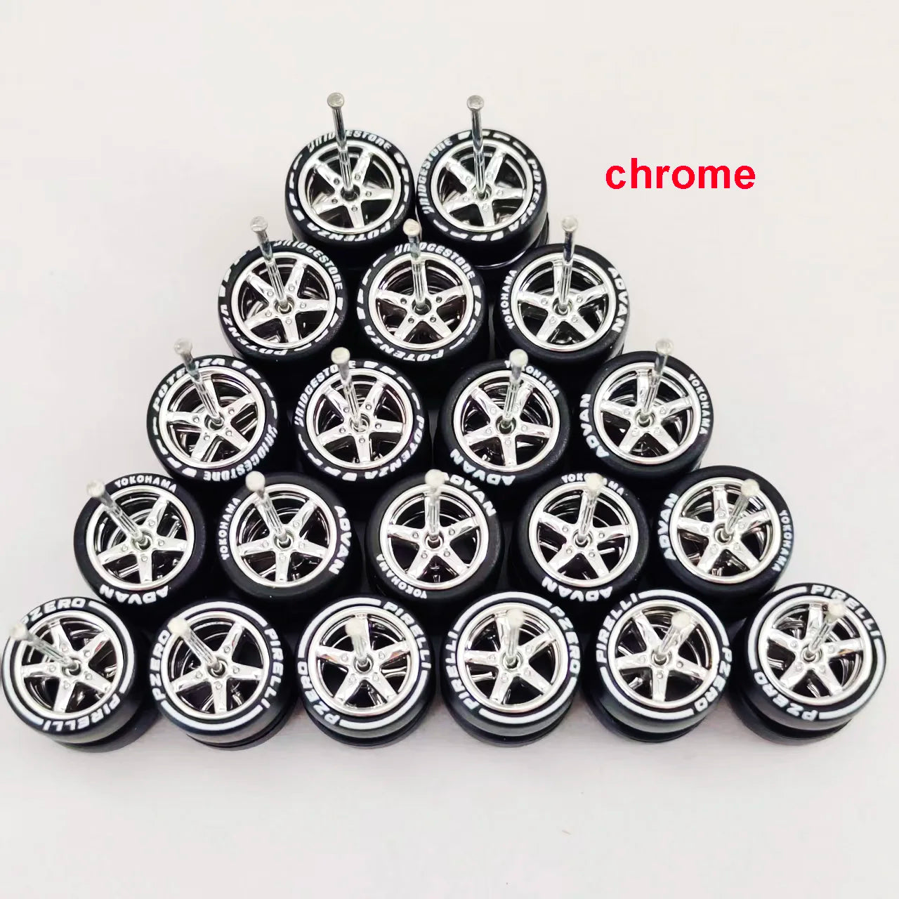 1:64 Alloy Car Wheels & Rubber Tires Set - Replacement Axles for Hot Wheels, Matchbox & Model Cars