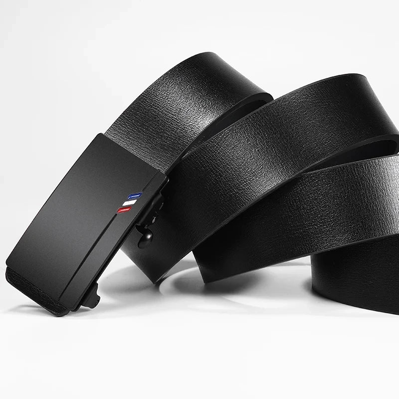 Men's Luxury Genuine Leather Belt - Famous Brand Quality Belt with Automatic Metal Buckle, Stylish Male Strap