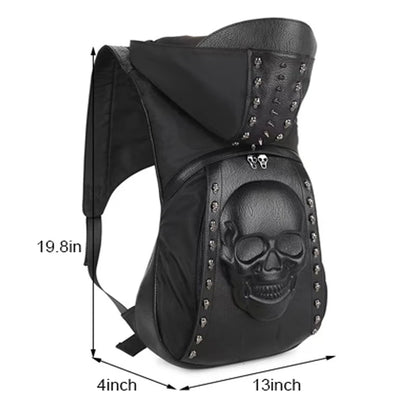 3D Skull Leather Backpack – Rivet Hooded Crossbody Bag with Unique Style