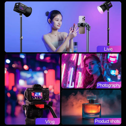 RGB LED Photography Video Light - Portable Rechargeable Fill Lamp for Vlogging, Live Streaming, Studio & Stage Shooting