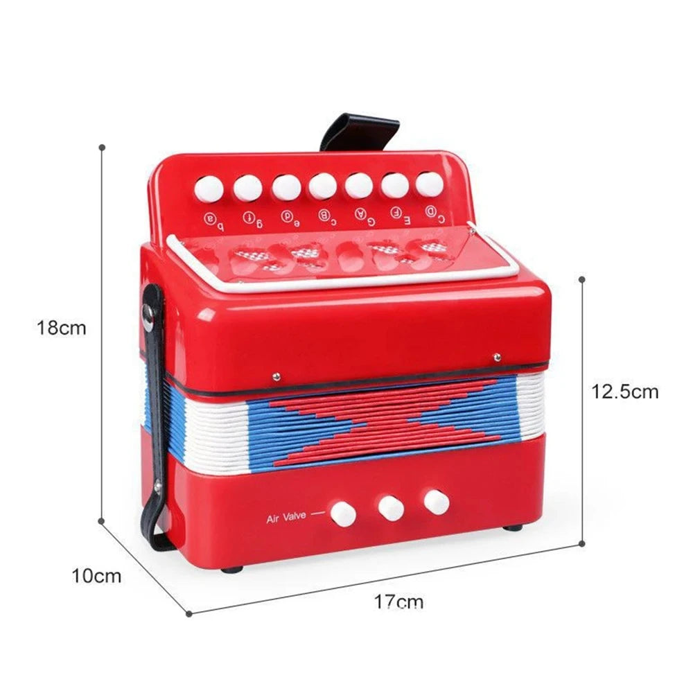 Kids Mini 7-Key 2-Bass Accordion - Creative Toy Musical Instrument Gift for Beginners
