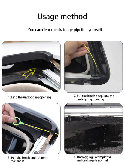 2.3m Car Sewer Unclogger Brush - Long Hose Sunroof Drain Hole Cleaner | Auto Pipe Tool Accessory