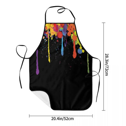 Funny Paint Splatter Bib Apron – Multicolor Kitchen Chef Artist Graffiti Cooking & Baking Tablier for Men & Women