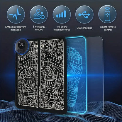 Foldable Electric EMS Foot Massager Pad with Remote Control - Muscle Stimulator and Foot Cushion for Men and Women