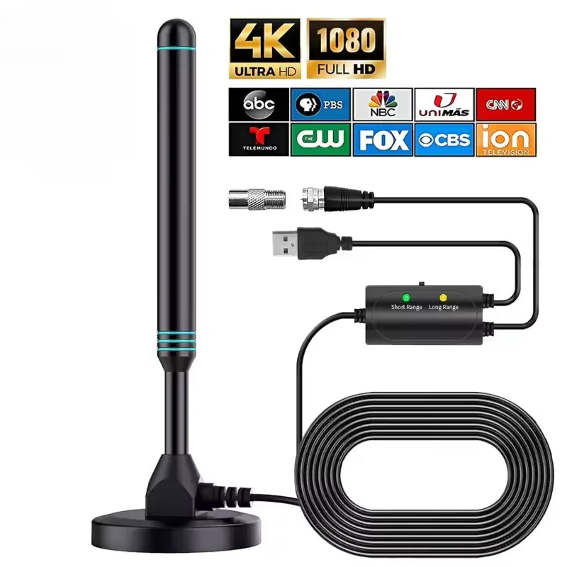 4K/1080P HD Digital TV Antenna - 480+ Miles Long Range Signal Amplifier Indoor & Outdoor HDTV Aerial