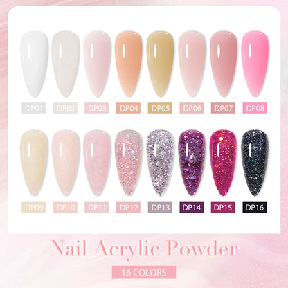 Nail Crystal Powder Kit – Acrylic Liquid Set with Pink & White Powder, Nail Brush for Extension & Carving, Beginner Set