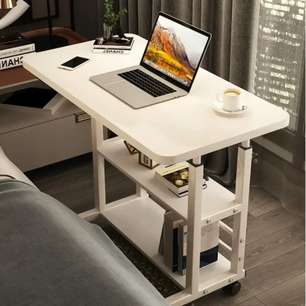 Adjustable Laptop Desk with Wheels - Portable Mobile Computer Table for Bedroom, Office & Study