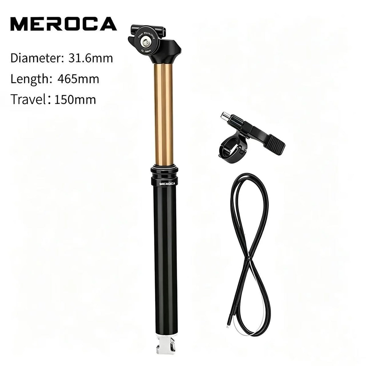 MEROCA Remote Dropper Seatpost - Internal Cable Routing Telescopic Seatpost for MTB, 27.2mm, 30.9mm & 31.6mm Options