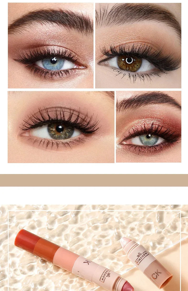 5-in-1 Eyeshadow Pencil Kit – Velvet Matte, Pigment, Shimmer & Highlight Makeup Combination in Pink & Brown Mini Eye Shadow Pen
