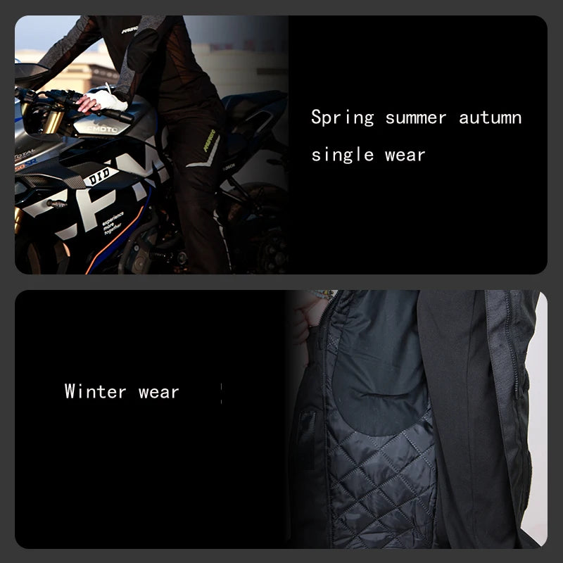AMU Motorcycle Quick Take Off Pants – Waterproof, Windproof, Thermal Protective Gear for Men & Women