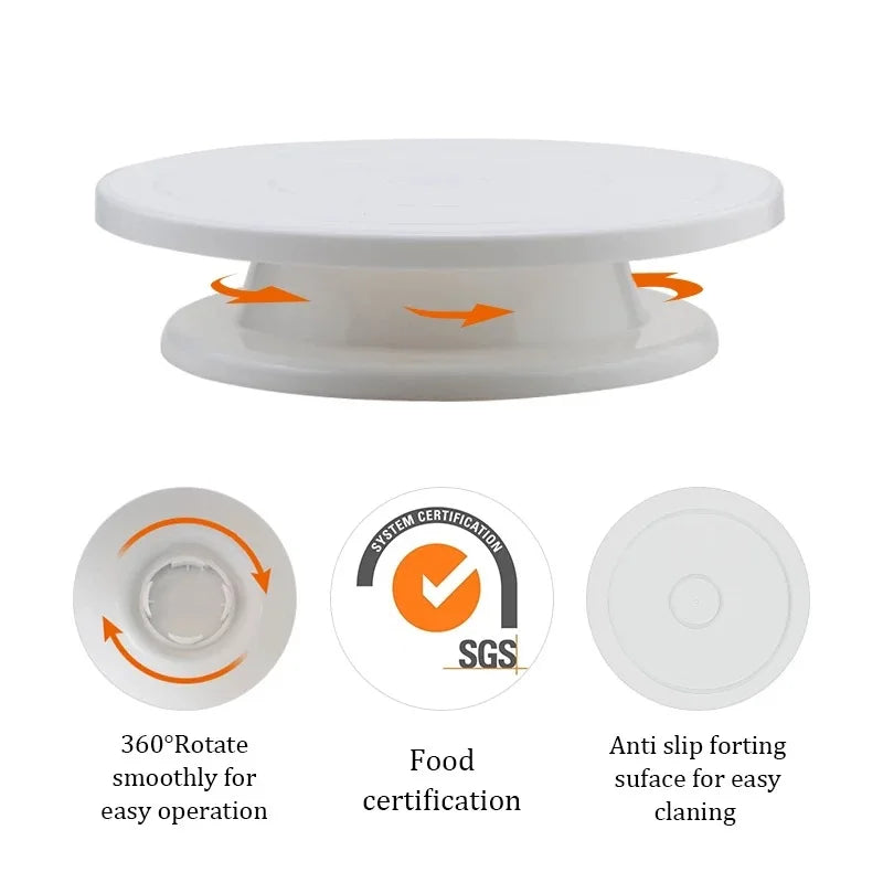 Plastic Cake Turntable: Rotating Stable Stand for Baking Decoration - DIY Mold, Anti-Skid Round Cake Table