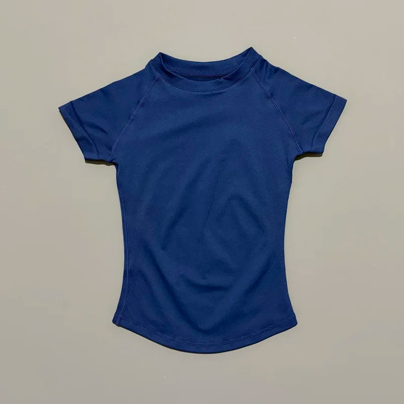 Women’s Seamless Sports Top – Short Sleeve Slim Fit Yoga & Gym Running Fitness Activewear T-Shirt Athletic Workout Tee