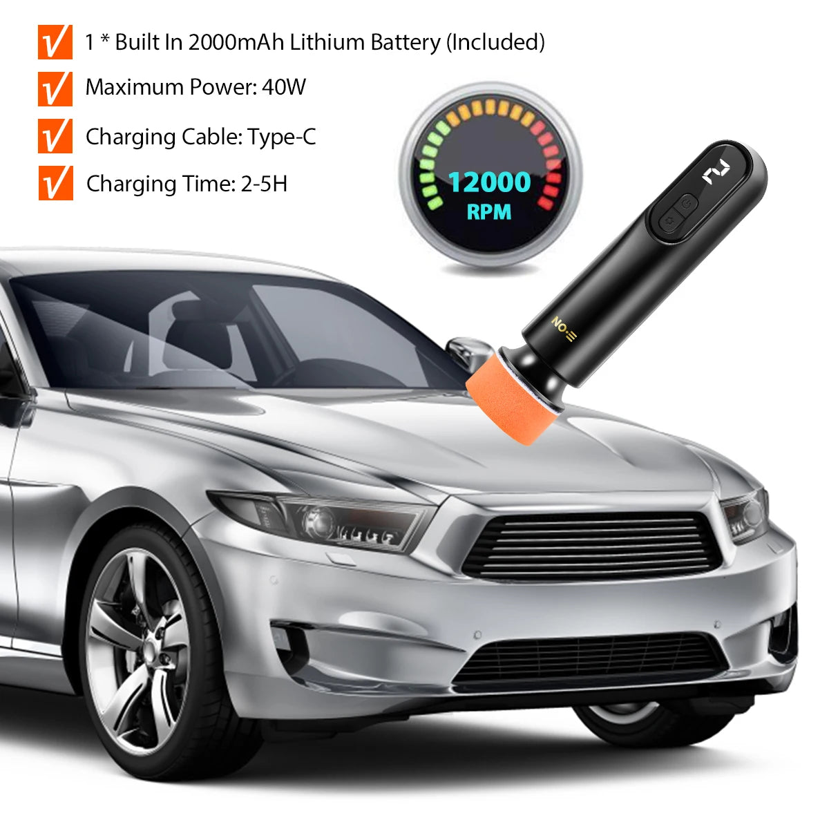 Handheld Wireless Car Polisher | Polishing & Waxing Machine Power Tool for Car Body Cleaning & Repair