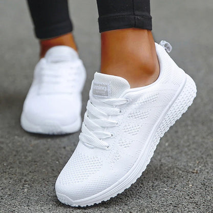 Women's Lightweight Lace-Up Flats – Fashionable Round Toe Nurse Sneakers, Comfortable Walking Shoes, Plus Size Available