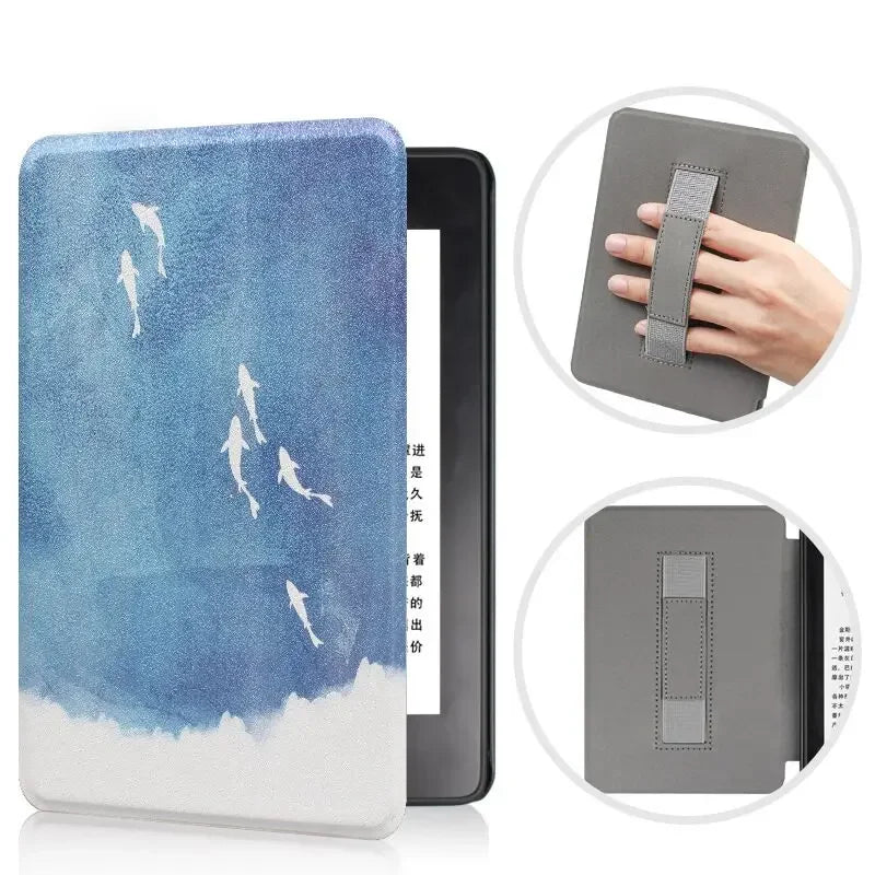 SA568B Leather Case for Kindle Paperwhite 12th Gen 2024 Signature Edition – 7-Inch Cover with Hand Strap & Auto Sleep