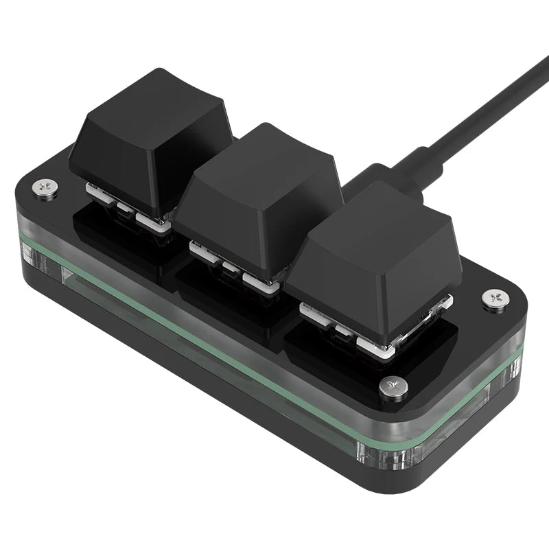 RGB 3-Key Mini Macro Keyboard — Hotswap Keypad for Photoshop, Gaming & Programming