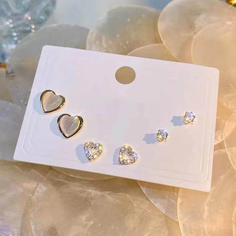 S925 Silver Stud Earrings Set - Simple Cute Mini Earrings for Women Girls Exquisite Jewelry Gift Wholesale