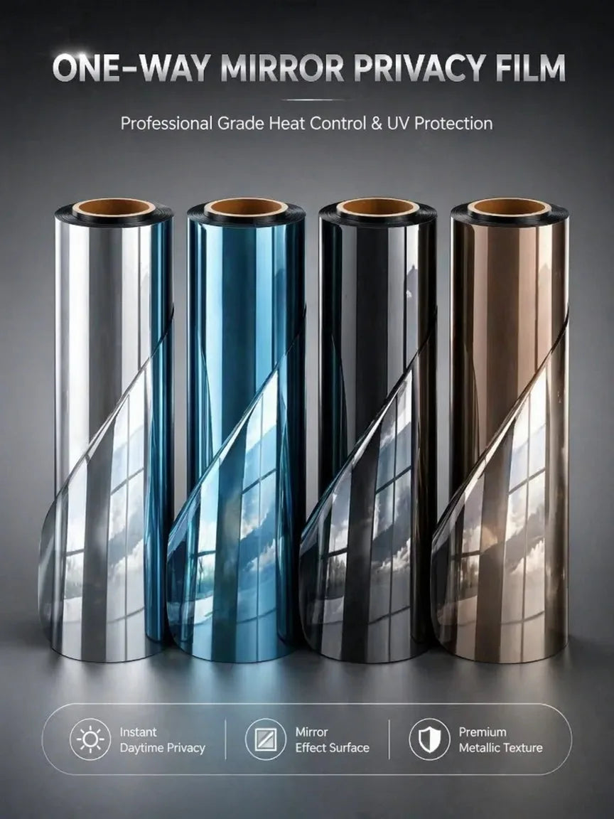 30-90cm Privacy Window Film - Extra Wide One-Way Heat Control Sun Blocking Static Cling Film for Home, Office & Balcony Glass