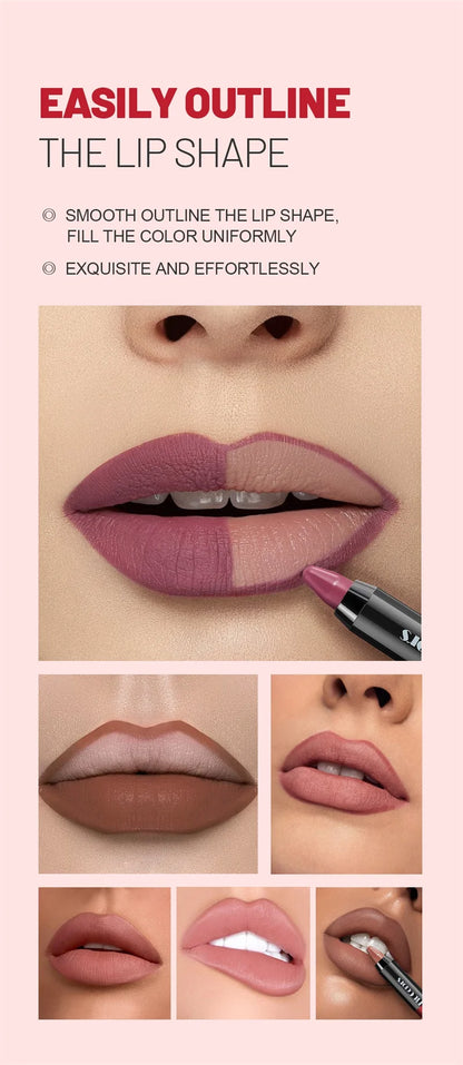 8-Color Velvet Matte Lipstick Pencil – Waterproof, Long-Lasting Sexy Red Lip Tint Non-Stick Makeup Pen