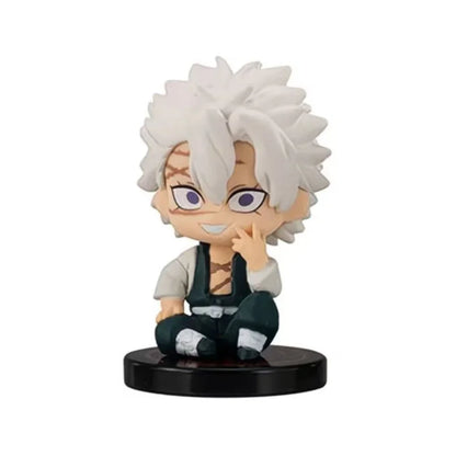5PCS Q-Version Demon Slayer Sitting Ghost Dolls – Tanjiro, Nezuko, Inosuke PVC Figure Toys for Gifts