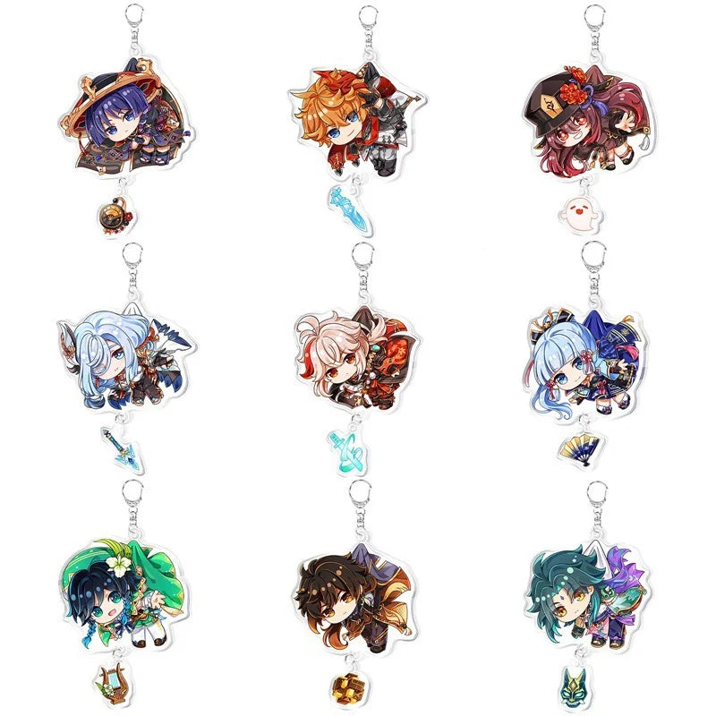 Genshin Impact Keychain – Acrylic Figure & Metal Holder Key Ring for Kids, Girls & Men