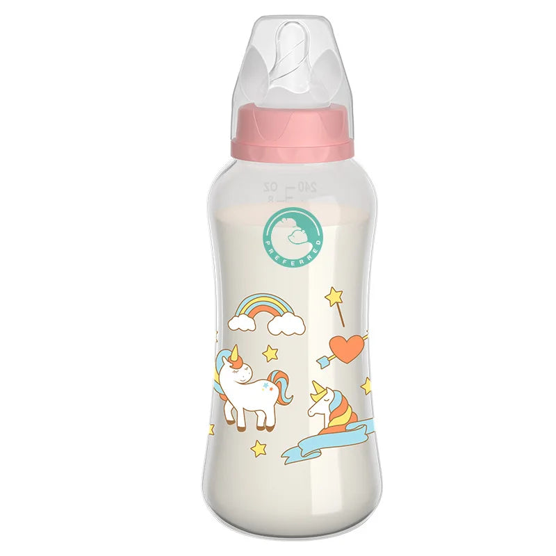 Dr.isla 150/240ML Baby PP Bottle – Wide Mouth Newborn Milk Bottle with Handle & BPA Free, Patterned Baby Cup