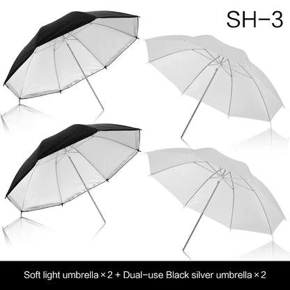 4-Pack 33"/83cm Soft White Translucent Umbrellas — Photo & Video Studio Lighting Diffusers for Photography Flash
