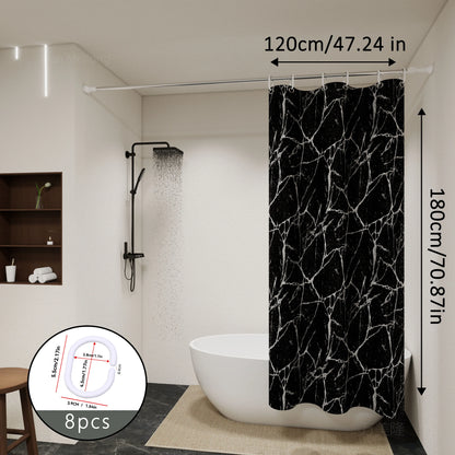 Black Marble Shower Curtain - Stylish Bathroom Partition & Toilet Privacy Curtain