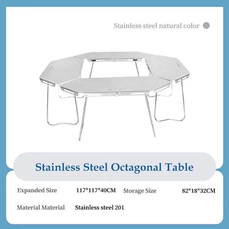 Homful Outdoor Multifunctional Stainless Steel Round Table – Foldable BBQ & Campfire Table for Camping