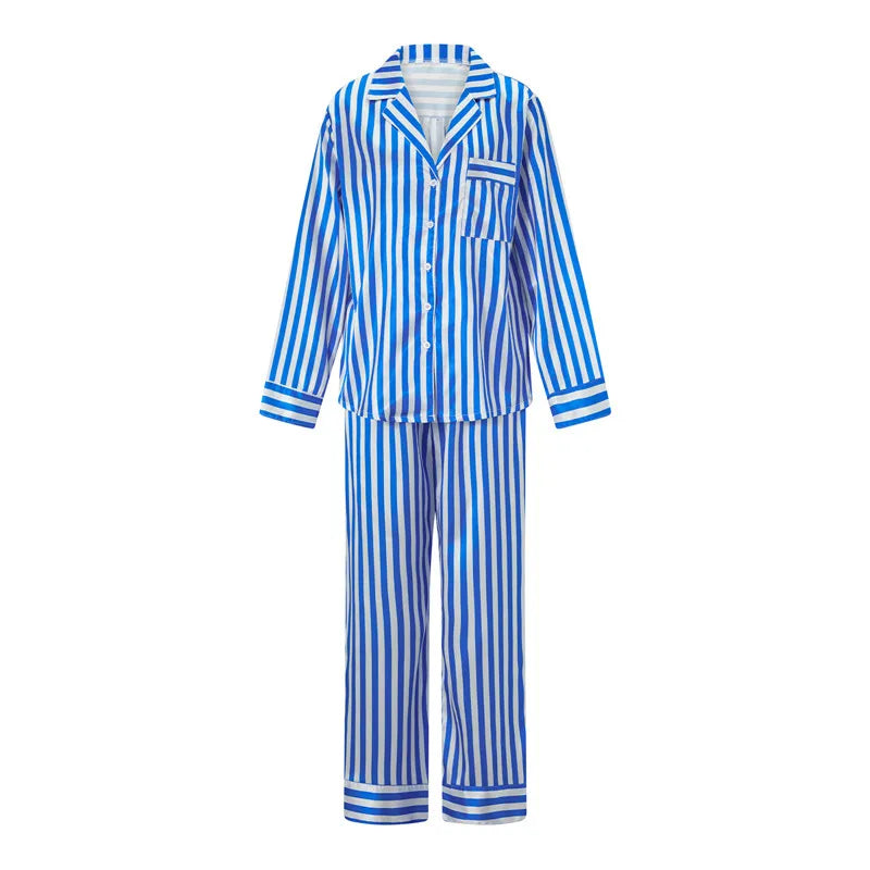 Imcute Women’s Christmas Satin Pajama Set – Long Sleeve Button-Down Top & Loose Lounge Pants Nightwear