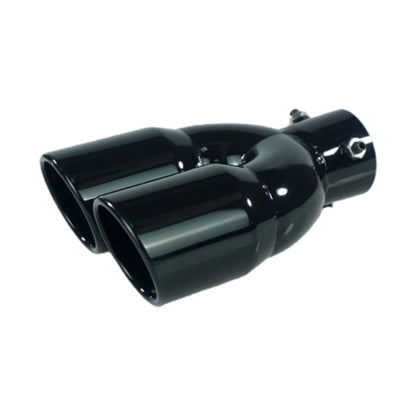 Universal 63mm Double-Barrel Car Exhaust Tip — Black Titanium Stainless Steel Tail Pipe Muffler Outlet, Auto Accessories