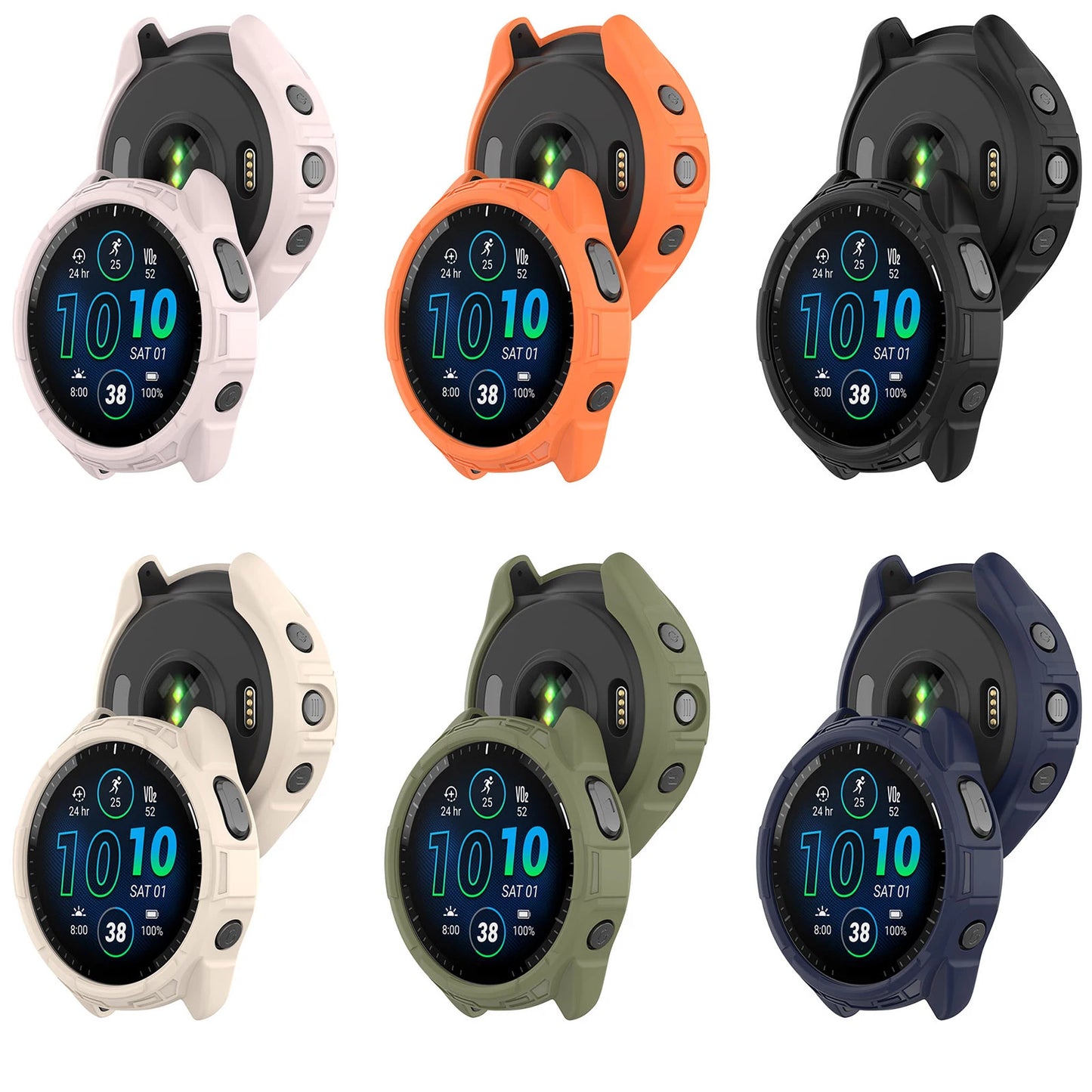 Silicone Protective Case for Garmin Forerunner 965 – Soft Flexible Shockproof Bumper Cover Shell Accessory for Garmin 965 Smartwatch
