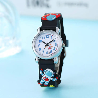 Kids’ Cartoon Astronaut UFO Quartz Watch - Fun Space-Themed Wristwatch for Students and Children