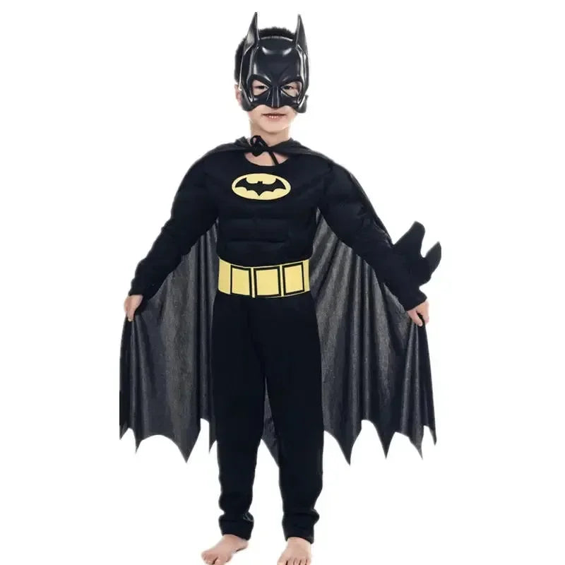 Kids Boys Muscle Superhero Costume — Movie Character Cosplay with Mask & Cloak for Halloween Party