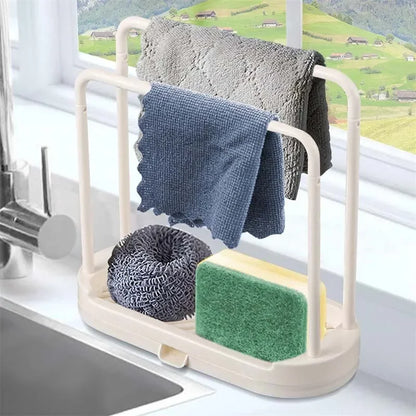 Kitchen Sink Drain Rack — Storage Basket for Sponge, Rag, and Wire Ball, Kitchen Accessories Shelf