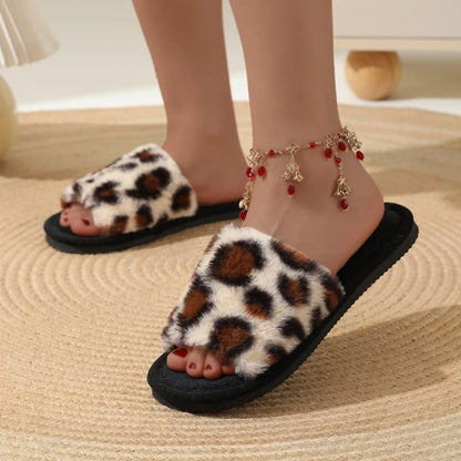 Women Plush Winter Slippers - Warm Cotton Lined EVA Non-Slip House Shoes for Indoor Comfort