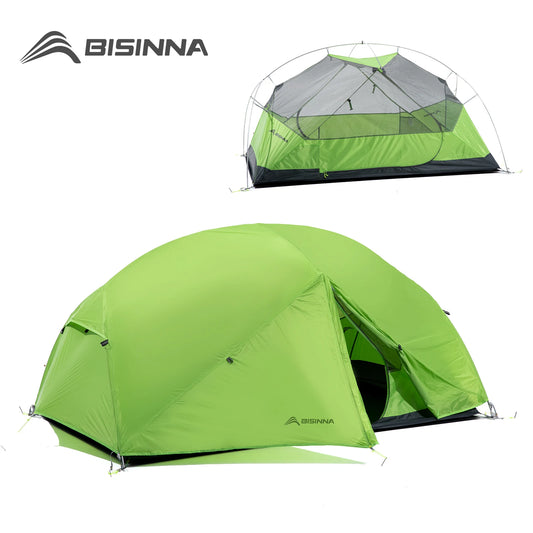 BISINNA 2-Person Ultralight Camping Tent – 20D 380T Nylon, Double Layer Waterproof Backpacking Tent for Hiking & Travel with Free Mat