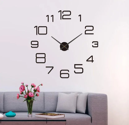 2023 Modern Large 3D DIY Wall Clock – Acrylic Mirror Quartz Clock for Living Room Home Decor