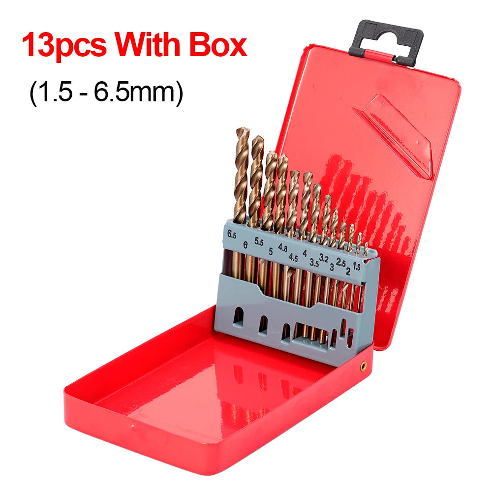 M35 Cobalt Twist Drill Bit Set – HSS-Co Straight Shank Metal Drill Kit for Stainless Steel, Iron & Woodworking Use