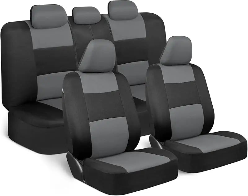 Universal Beige Car Seat Covers Full Set - Easy-Install Front and Rear Split Bench Seat Protectors for Cars, Trucks, SUVs, and Vans