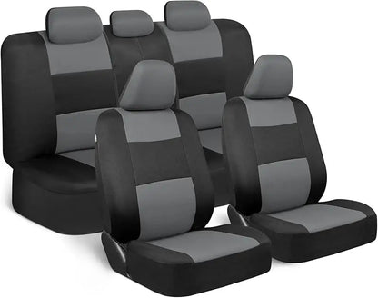 Universal Beige Car Seat Covers Full Set - Easy-Install Front and Rear Split Bench Seat Protectors for Cars, Trucks, SUVs, and Vans