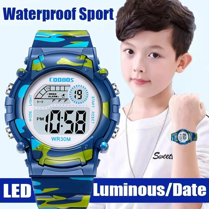 Kids Sport Digital Watch - Waterproof LED Electronic Watch with Luminous Display & Week Function