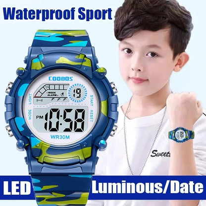 Kids Sport Digital Watch - Waterproof LED Electronic Watch with Luminous Display & Week Function