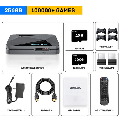 KINHANK Super Console X2 Pro Retro Game Console – 90,000 Built-in Video Games for PS1/DC/MAME/SS with Gamepad, Kid Gift Gaming Box