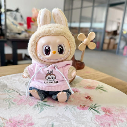 17cm Labubu Idol Dolls Clothes - Kpop EXO DIY Accessories, Cute Mini Plush FEAR Hoodie Se