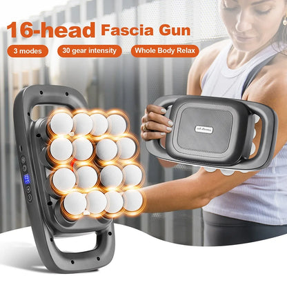 16-Head Fascia Massage Gun – High-Frequency Vibration Body Massager for Back, Waist, Neck, and Shoulders, Muscle Relief